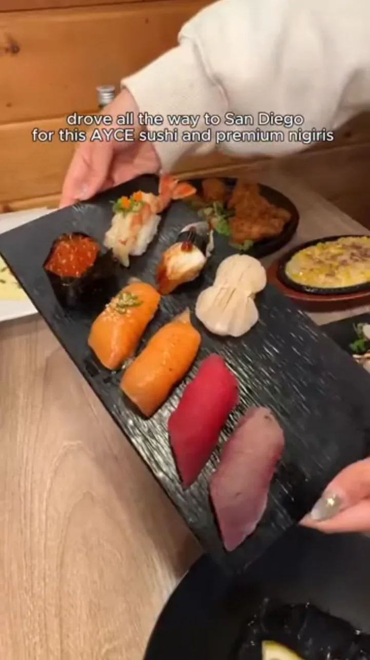 AYCE sushi ad creative: a plate of fresh nigiri