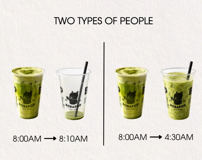 BobaPOP post: "Two types of people" matcha meme
