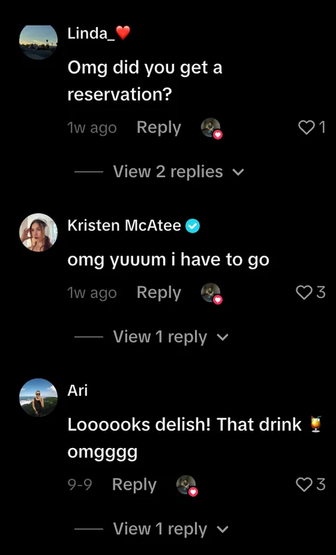 Chef Fei: Comments on a creator post: "Omg did you get a reservation?"