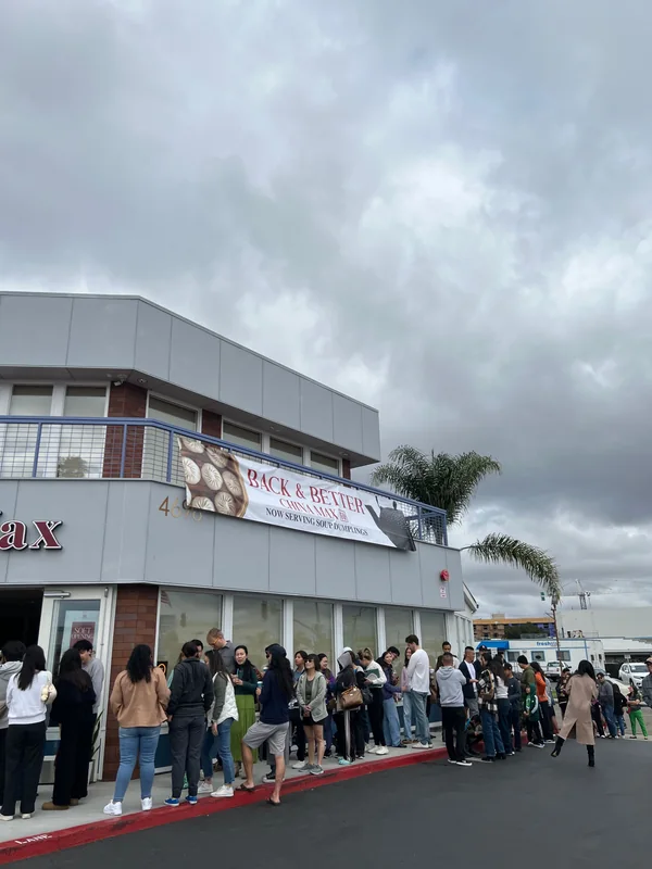 A long line of guests outside China Max under its "Back & Better" banner
