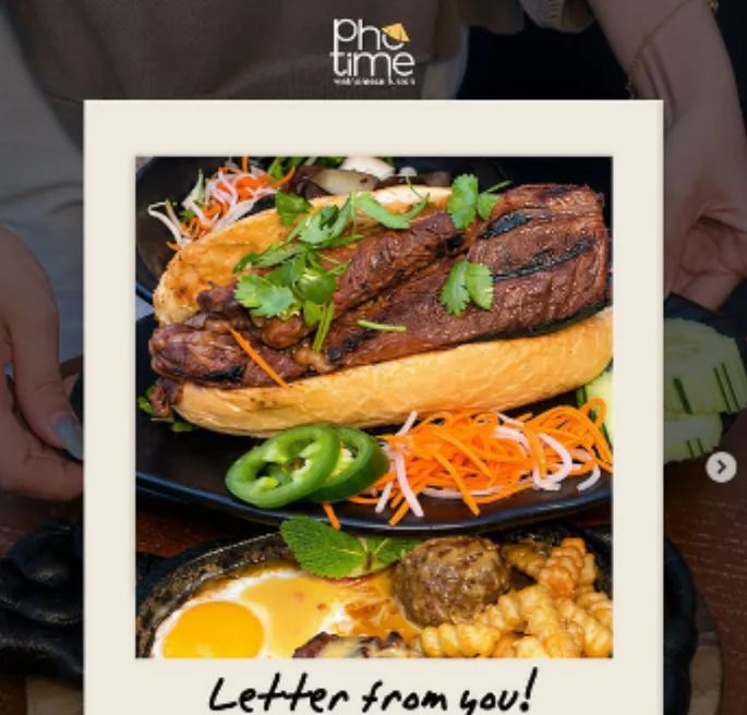 Pho Time post: "Letter from you!" bánh mì and fries