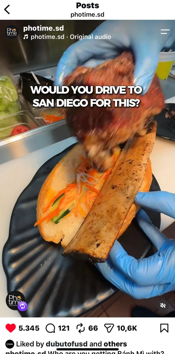 Pho Time: Reel "Would you drive to San Diego for this?": 5,345 likes, 121 comments, 10.6K shares